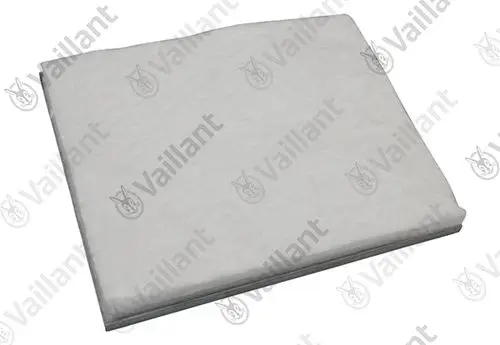 Vaillant Brennraumplatte in rechteckiger Form, weiß, auf flacher Oberfläche liegend. Klar erkennbare Marke und einfache Struktur ohne zusätzliche Details.
